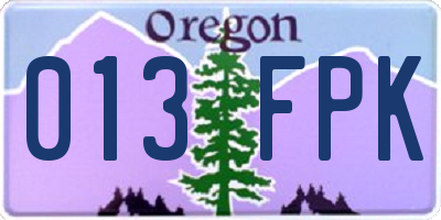 OR license plate 013FPK