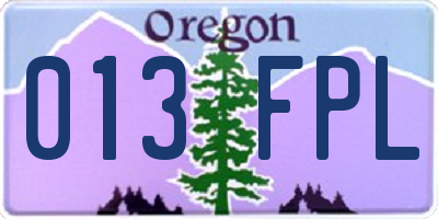 OR license plate 013FPL