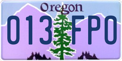 OR license plate 013FPO