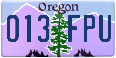 OR license plate 013FPU