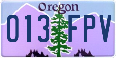 OR license plate 013FPV