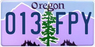 OR license plate 013FPY