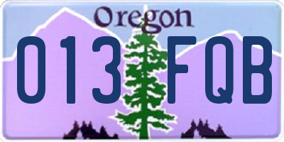 OR license plate 013FQB