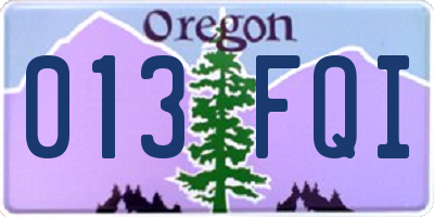 OR license plate 013FQI