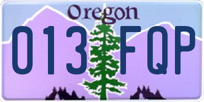 OR license plate 013FQP
