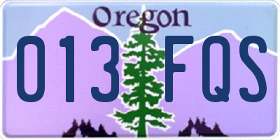 OR license plate 013FQS