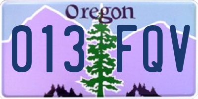 OR license plate 013FQV