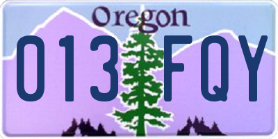 OR license plate 013FQY