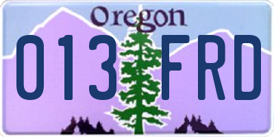 OR license plate 013FRD