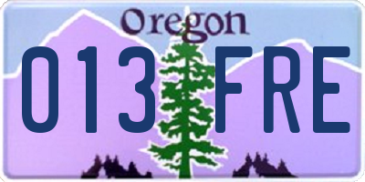 OR license plate 013FRE