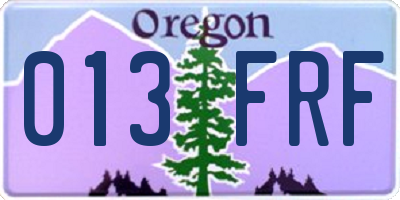 OR license plate 013FRF