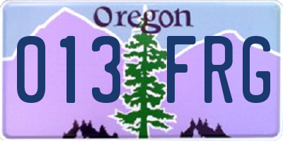 OR license plate 013FRG