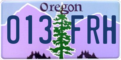 OR license plate 013FRH