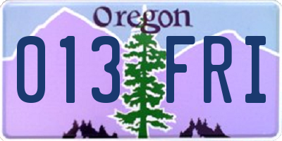 OR license plate 013FRI