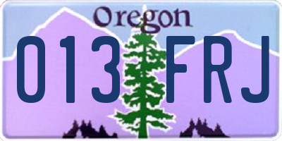 OR license plate 013FRJ