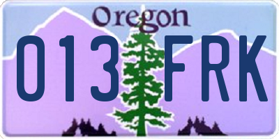 OR license plate 013FRK