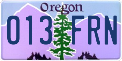 OR license plate 013FRN