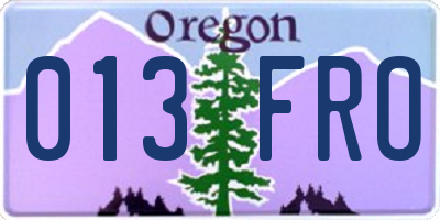 OR license plate 013FRO