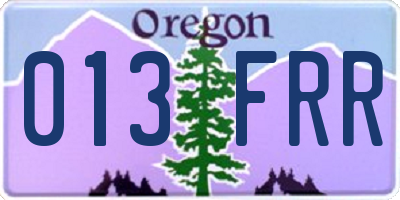 OR license plate 013FRR