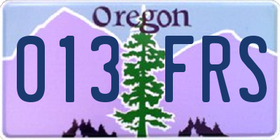 OR license plate 013FRS
