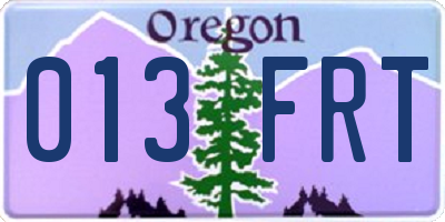 OR license plate 013FRT