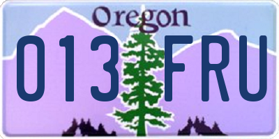 OR license plate 013FRU