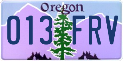 OR license plate 013FRV