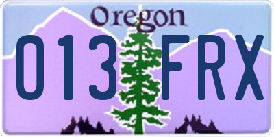 OR license plate 013FRX