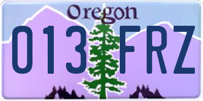 OR license plate 013FRZ