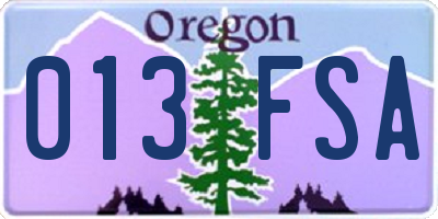 OR license plate 013FSA