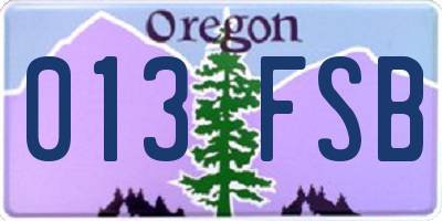 OR license plate 013FSB