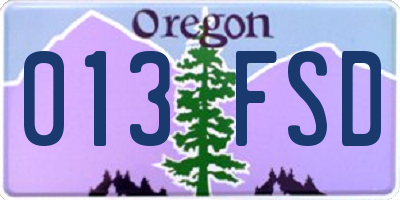 OR license plate 013FSD