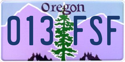 OR license plate 013FSF