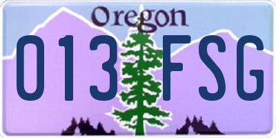 OR license plate 013FSG