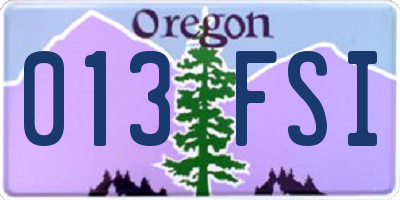 OR license plate 013FSI