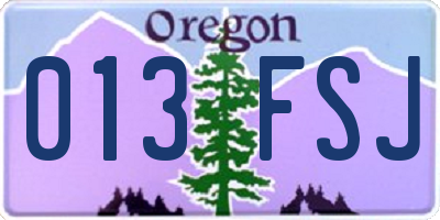 OR license plate 013FSJ