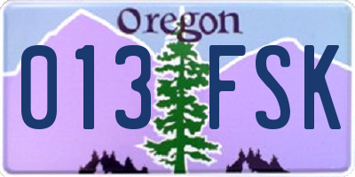 OR license plate 013FSK