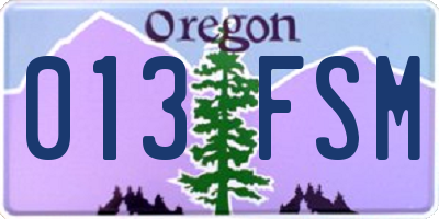 OR license plate 013FSM