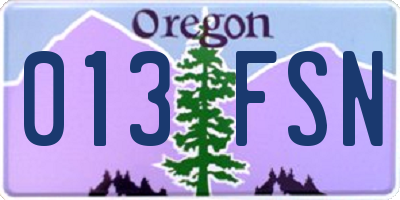 OR license plate 013FSN