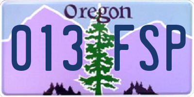 OR license plate 013FSP