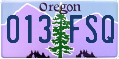OR license plate 013FSQ