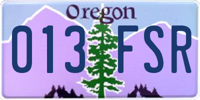 OR license plate 013FSR