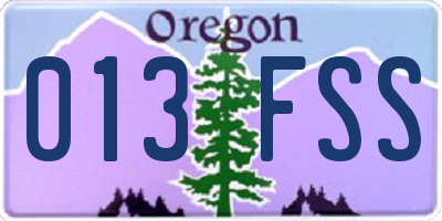 OR license plate 013FSS