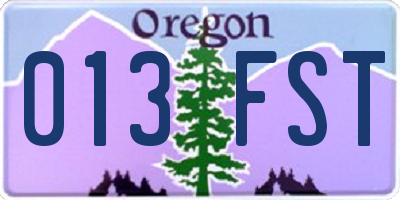 OR license plate 013FST