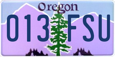 OR license plate 013FSU