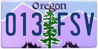 OR license plate 013FSV