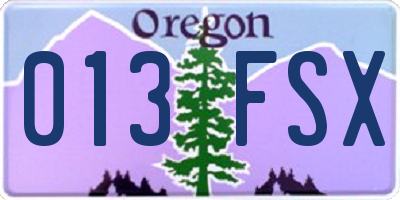 OR license plate 013FSX