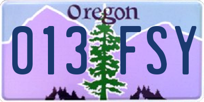 OR license plate 013FSY