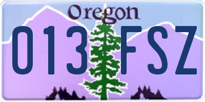 OR license plate 013FSZ