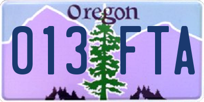 OR license plate 013FTA